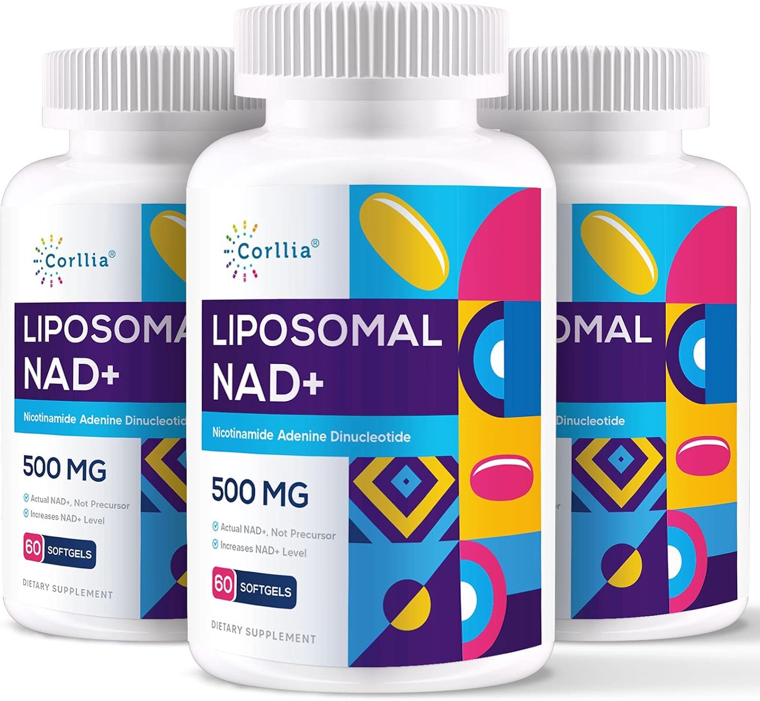 Corllia Liposomal NAD+ Softgels with TMG, 500mg NAD+ & 250mg TMG, 240 Servings, Nicotinamide Riboside Alternative