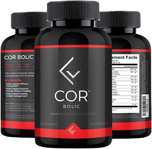 CorVive COR BOLIC Energy & Metabolism Booster | Zero Carbs & Sugar | 30 Servings (60 Capsules)