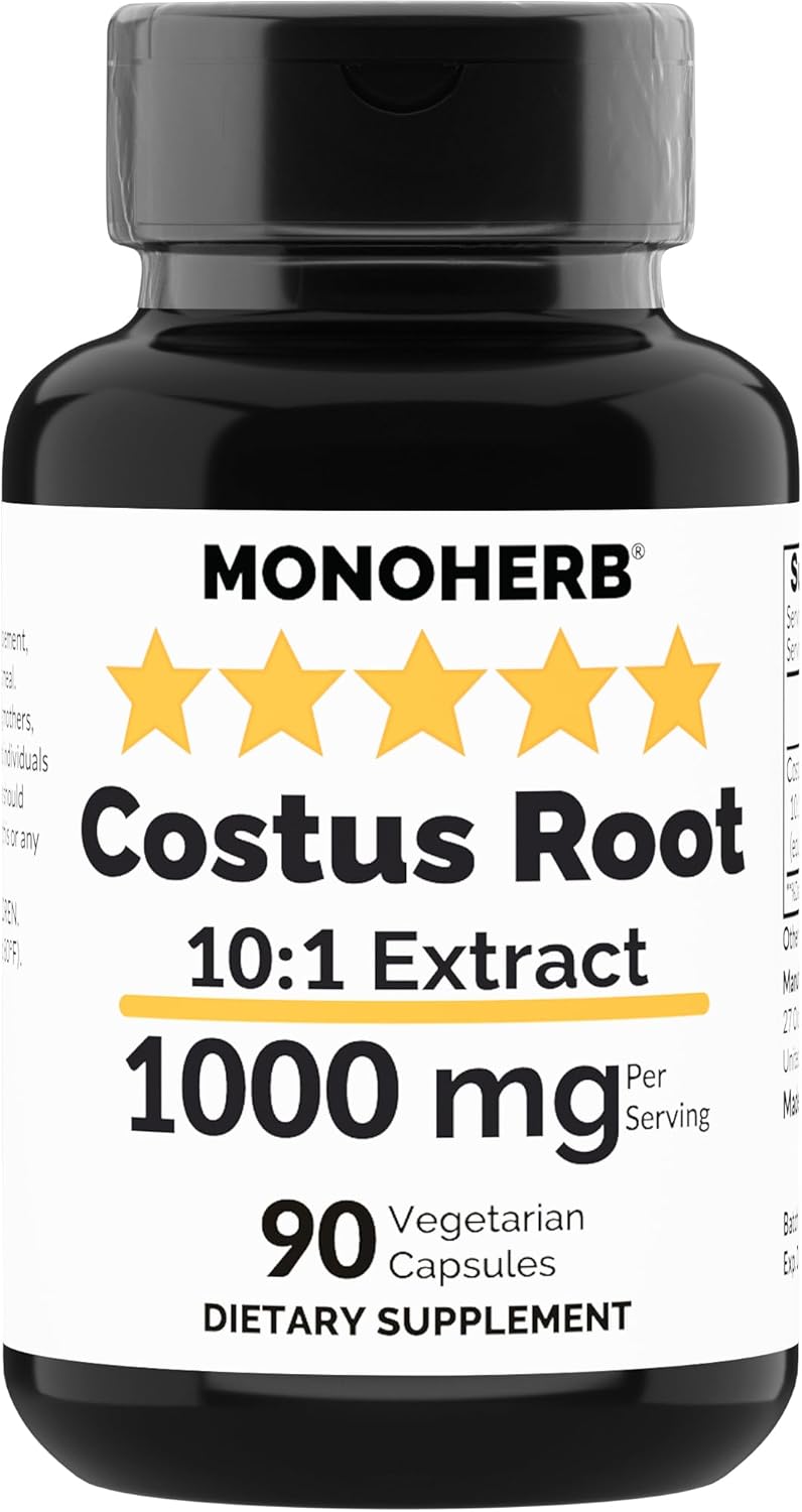 Costus Root Extract Capsules - 1000mg, 90 Count, Vegetarian Formula by MONOHERB