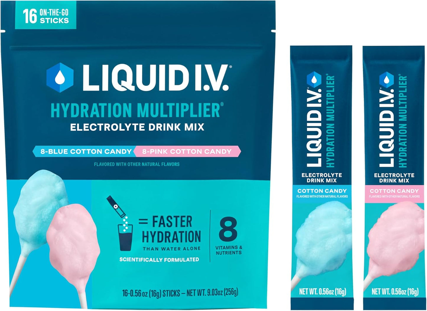 Cotton Candy Liquid I.V.® Hydration Multiplier - Electrolyte Powder Drink Mix (16 Servings)