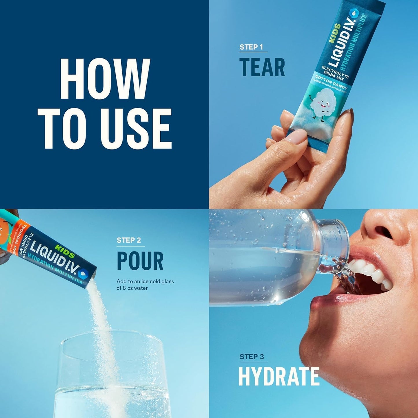 Cotton Candy Liquid I.V.® Hydration Multiplier - Electrolyte Powder Drink Mix (16 Servings)