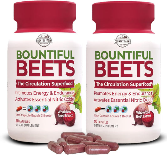 Country Farms Bountiful Beets Root Capsules - Wholefood Beet Extract Superfood for Natural Energy and Immune Support - 360 Count