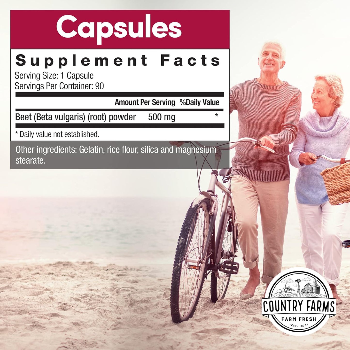 Country Farms Bountiful Beets Root Capsules - Wholefood Beet Extract Superfood for Natural Energy and Immune Support - 360 Count