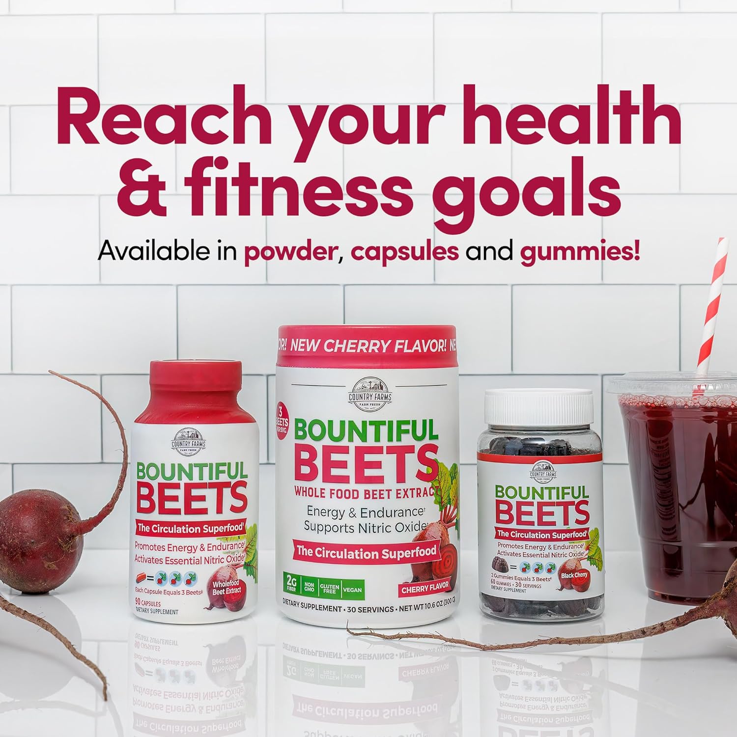 Country Farms Bountiful Beets Root Capsules - Wholefood Beet Extract Superfood for Natural Energy and Immune Support - 360 Count