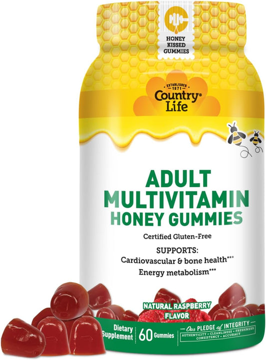 Country Life Adult Multivitamin Honey Gummies - Non-GMO, Gluten Free, Vegetarian Friendly