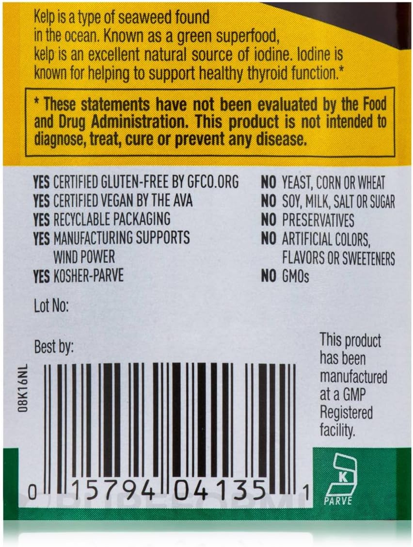 Country Life Arctic Kelp Supplement 225 mcg - 300 Tablets for Thyroid Health and Metabolism Boost