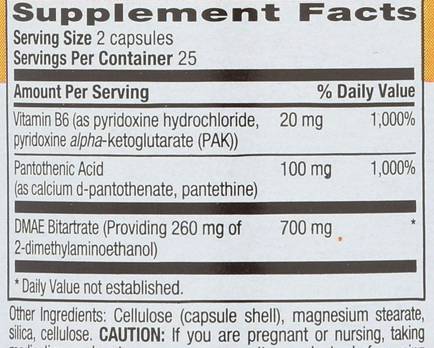 Country Life Coenzymed DMAE Capsules - 350mg with PAK and Pantothenic Acid - 50 Vegan Capsules