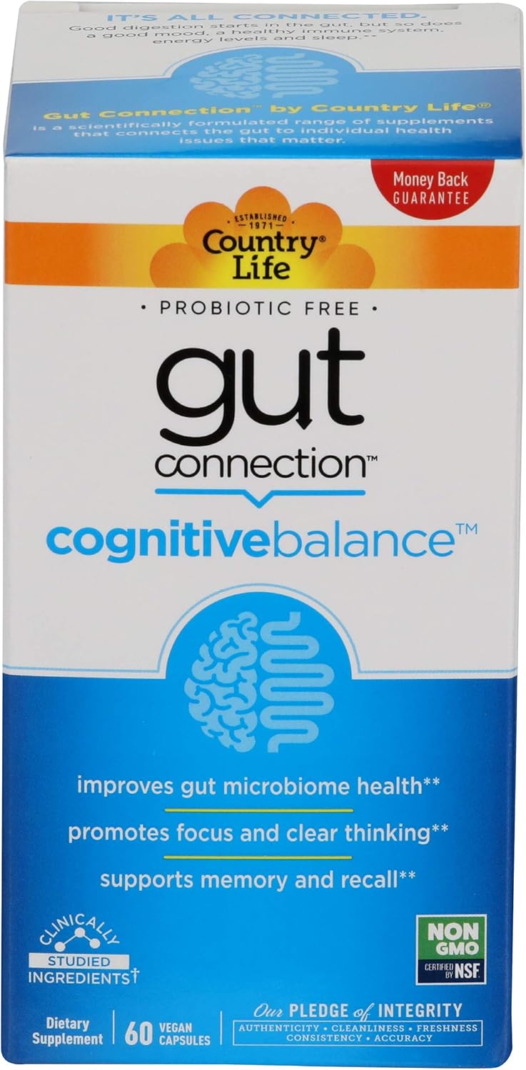 Country Life Cognitive Gut Connection Supplement, 60 Count Bottle
