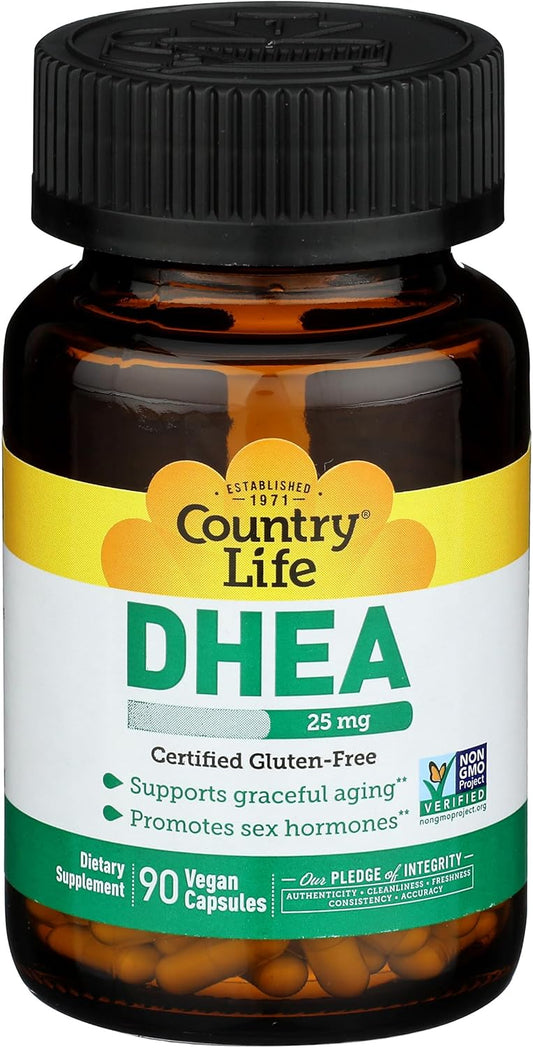 Country Life DHEA 25mg - 90 Vegetarian Capsules for Hormone Balance and Overall Wellness