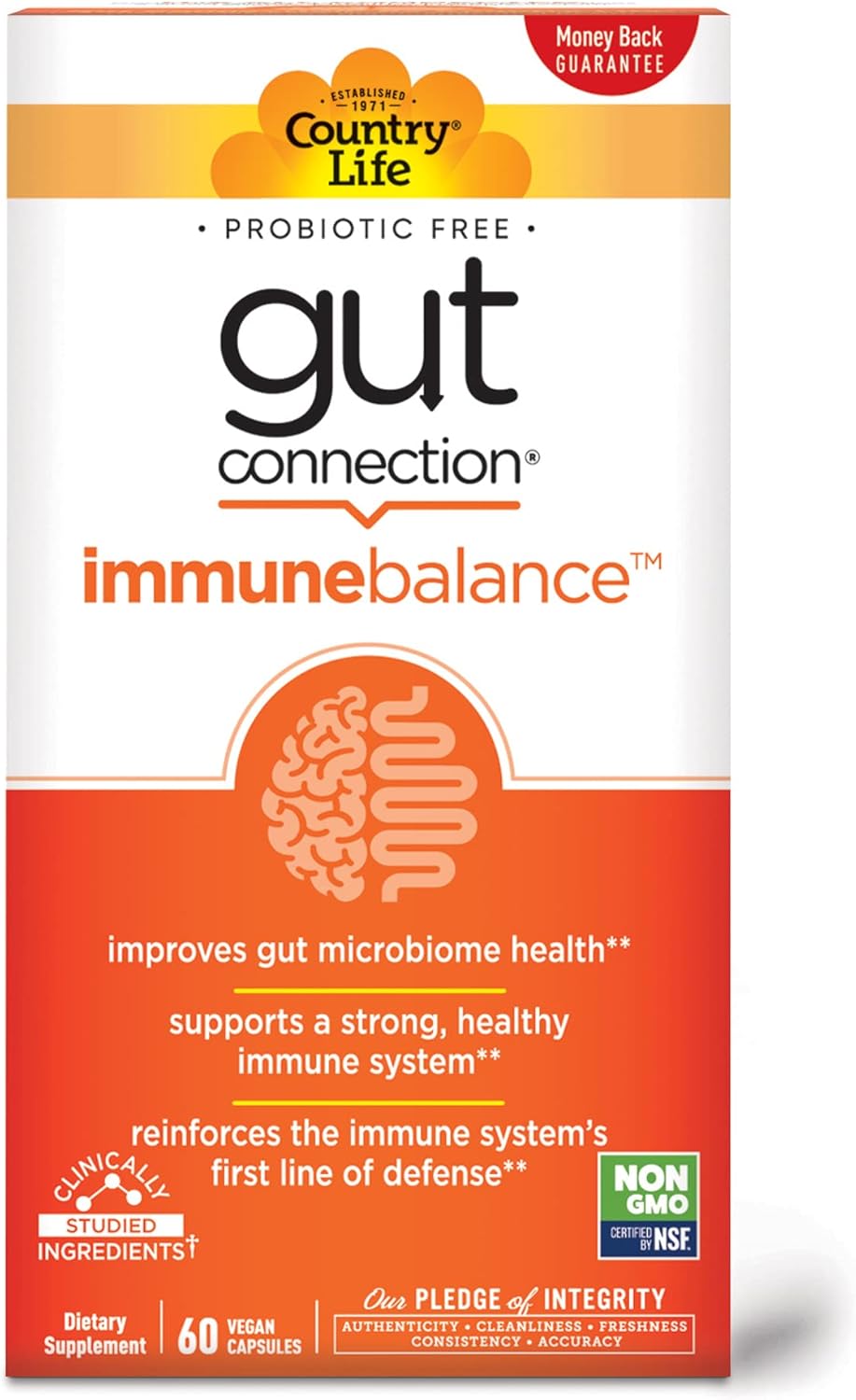 Country Life Gut Connection Immune Balance: 60 Vegan Capsules, Gluten-Free, Vegan, Non-GMO