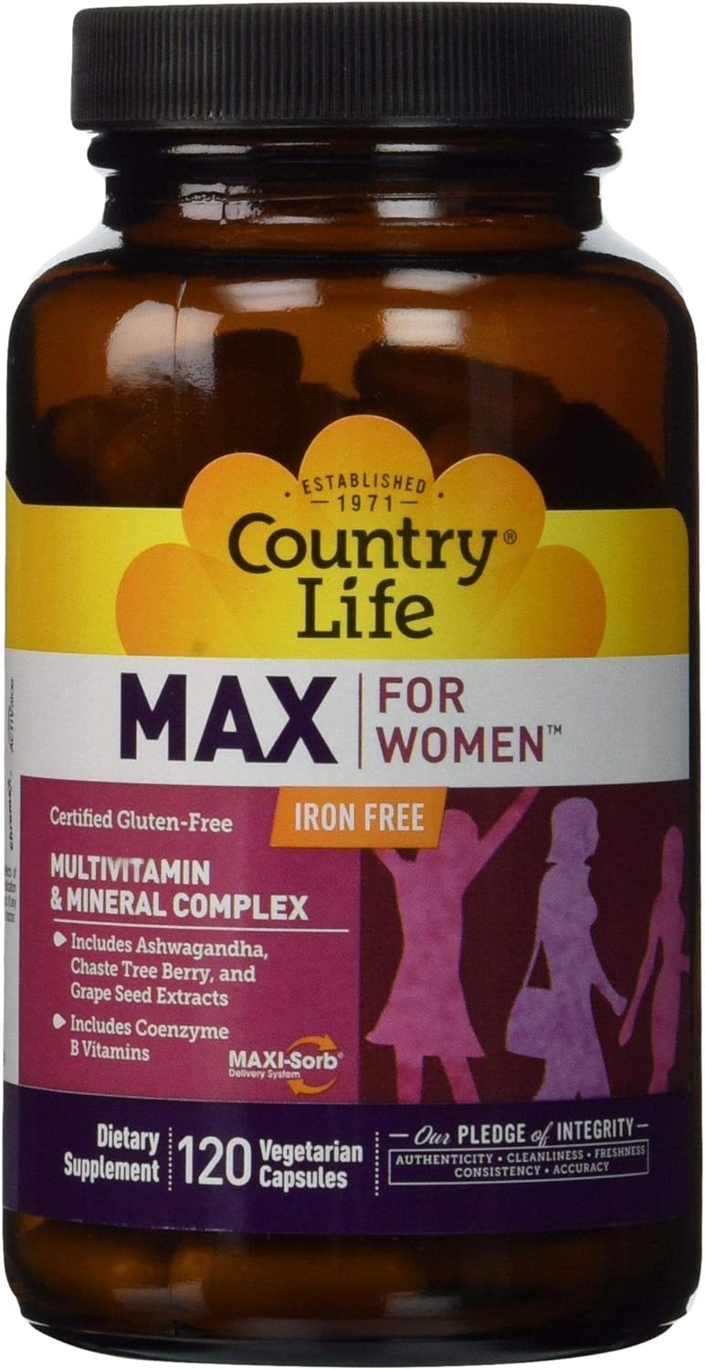 Country Life Max for Women - Iron-Free Multivitamin & Mineral Complex - 120 Vegan Capsules