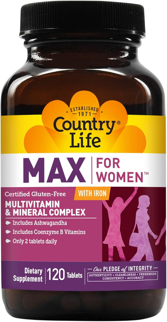 Country Life Max for Women - Iron-Free Multivitamin & Mineral Complex 120 Tablets