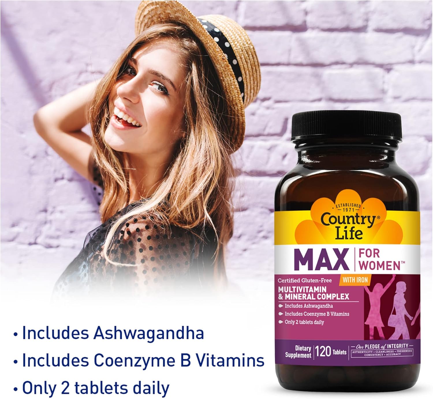 Country Life Max for Women - Iron-Free Multivitamin & Mineral Complex 120 Tablets