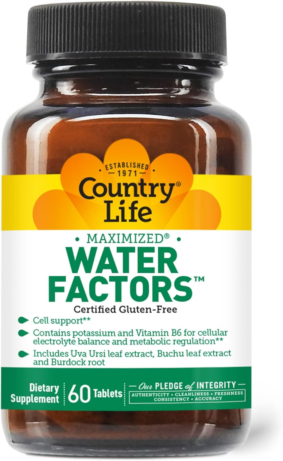 Country Life Water Factors Tablets with Potassium and B6 for Electrolyte Balance - 60 Count