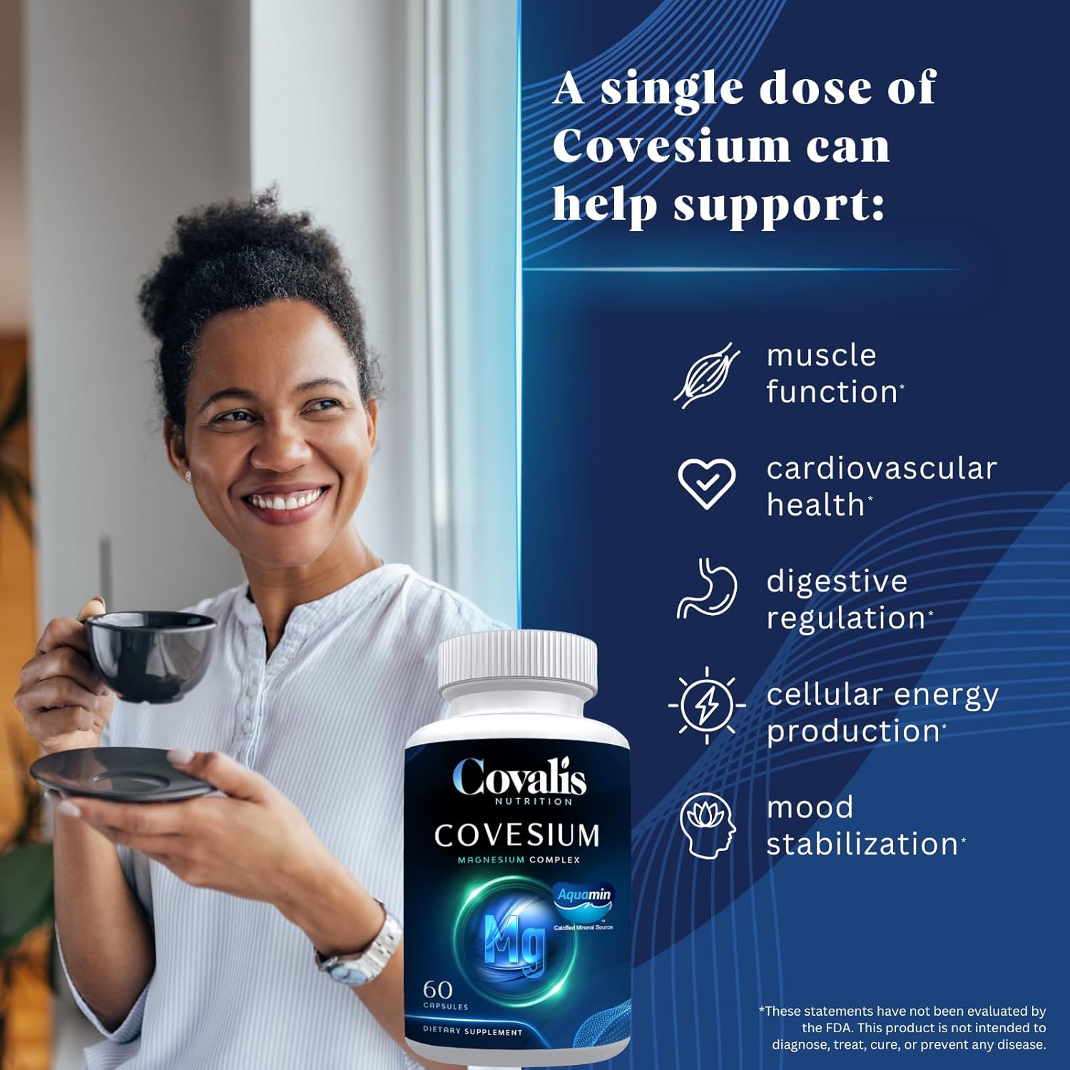 Covalis Nutrition Covesium Magnesium Complex Supplement with 5 Types of Magnesium for Muscle Function - 60 Capsules - BoostGo Australia