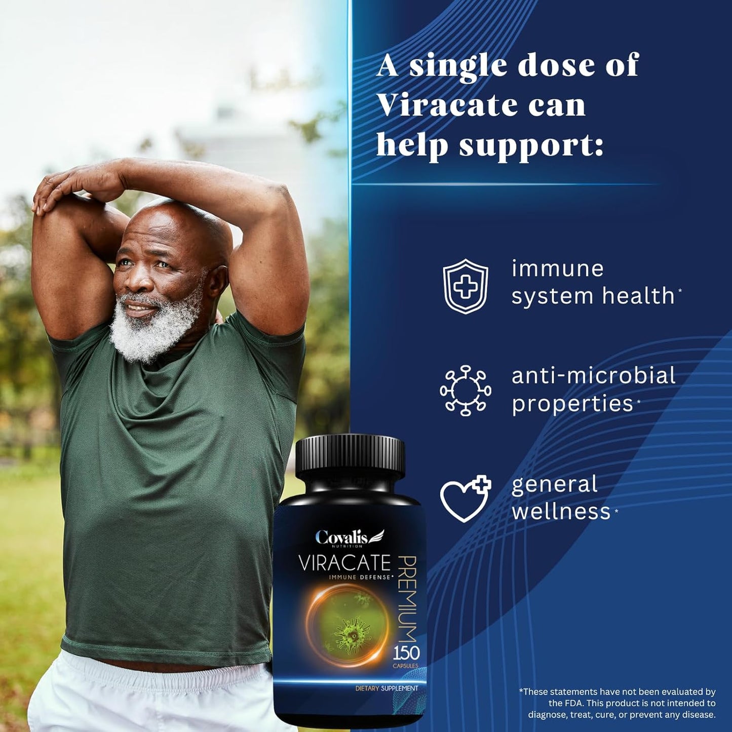 Covalis Nutrition Viracate Immune Defense Supplement - 150 Capsules with Monolaurin, Olive Leaf Extract, Cat's Claw, Lysine - Anti-Microbial Support