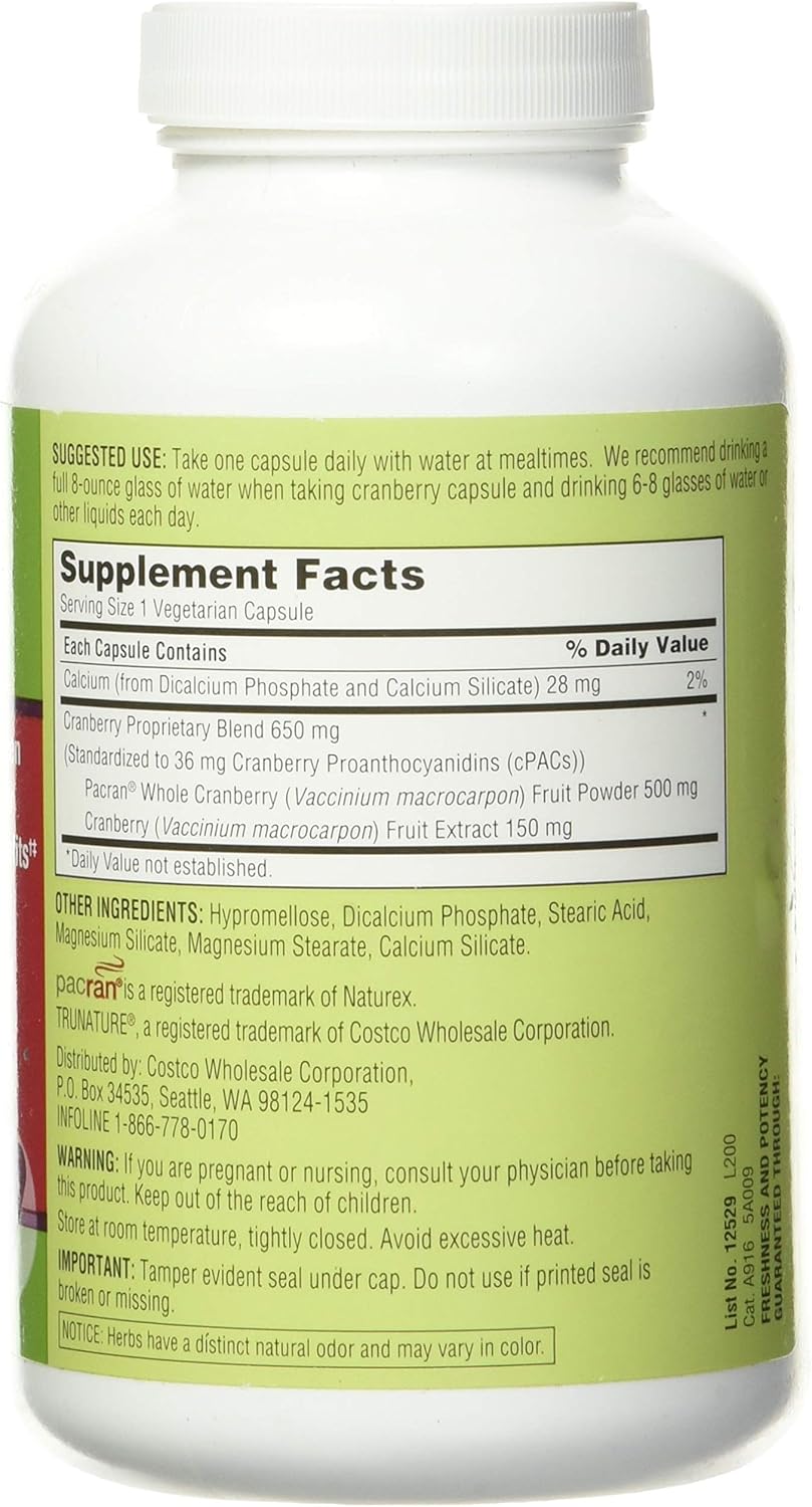 Cranberry 650 mg Capsules - 140 Vegetarian Pills by trunature