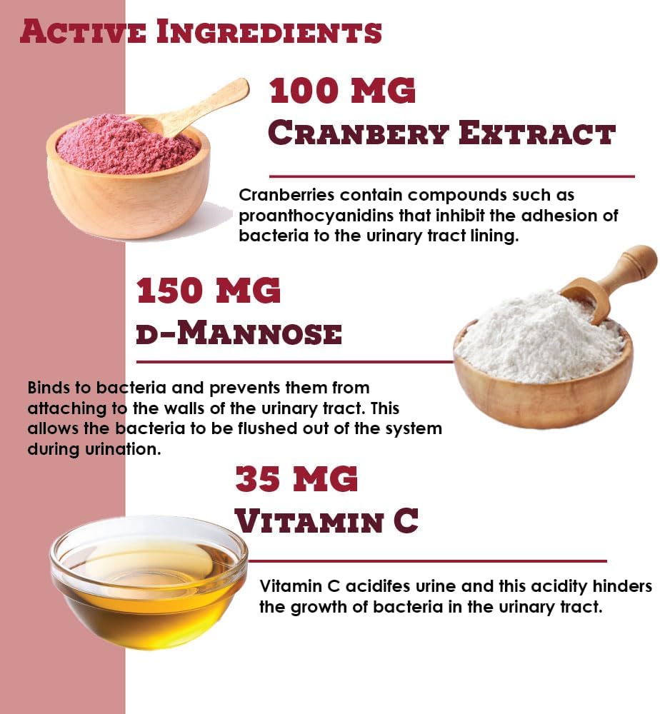 Cranberry D-Mannose Urinary Tract Support Supplement for Cats and Dogs - Bladder and UTI Treatment - 120 Soft Chews - Made in USA