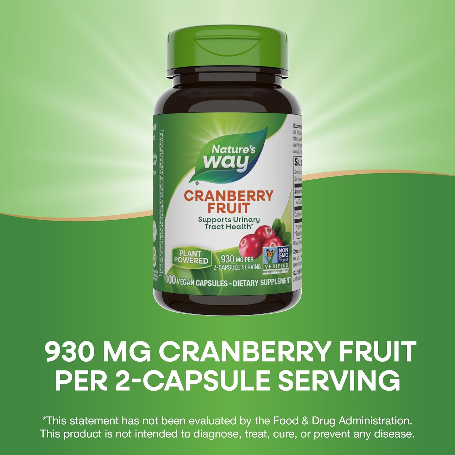 Cranberry Fruit Capsules for Urinary Tract Health - 930mg, 100ct - Nature's Way