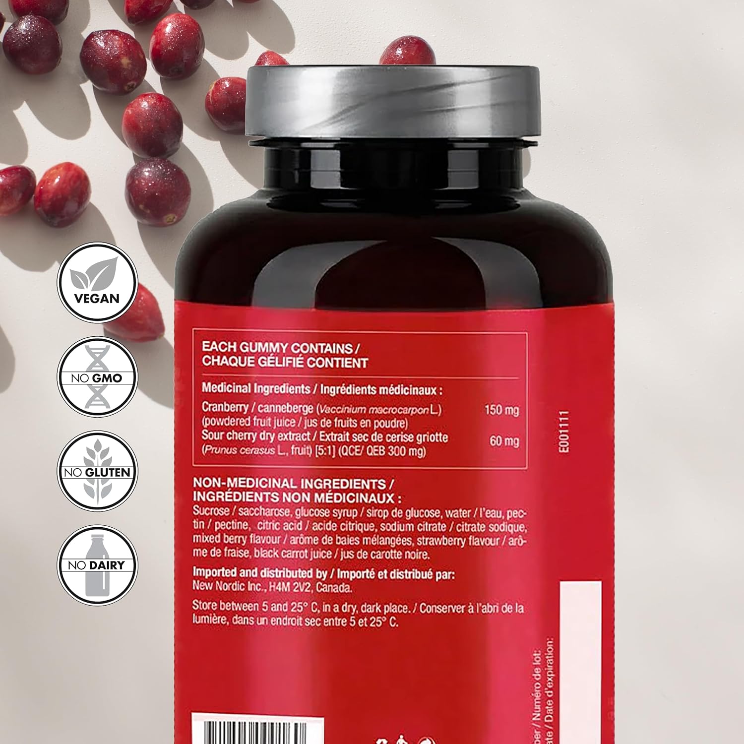 Cranberry Gummies for Women - Urinary Tract Support with Cran Berry & Sour Cherry - 60 Count