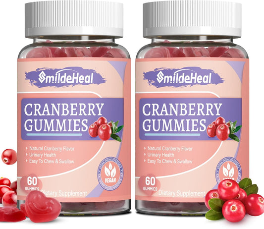 Cranberry Gummies for Women with D-Mannose 250mg, Probiotic Supplement for Urinary Tract Health, Cranberry Flavor, 60 Count (Pack of 2)