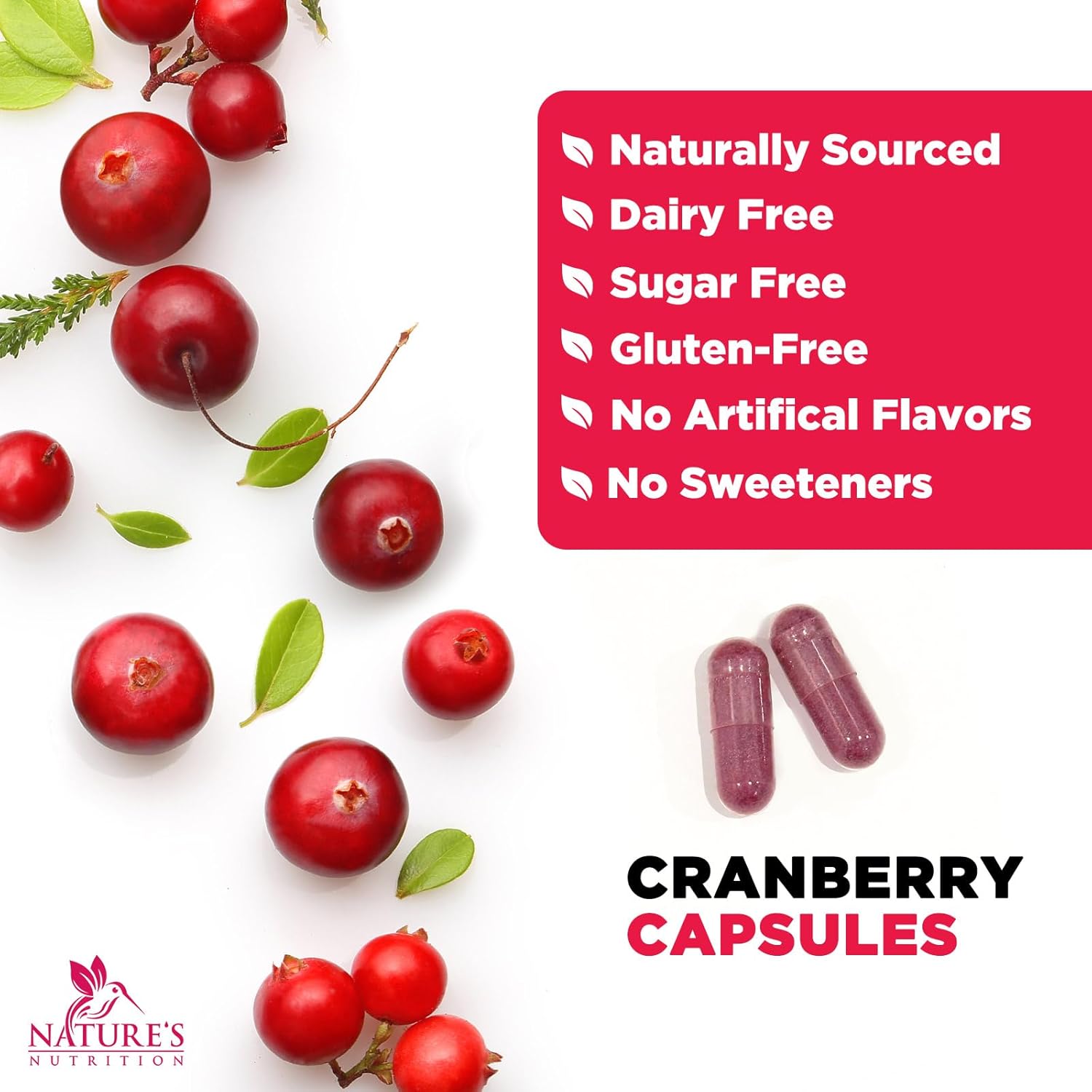 Cranberry Pills with Vitamin C - 25,000mg Formula for Urinary Tract Health - Gluten Free Supplements for Women & Men - 60 Capsules