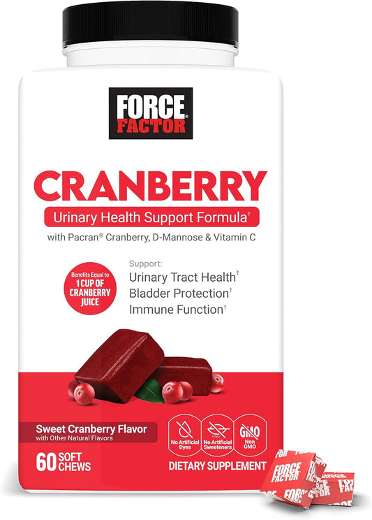 Cranberry Soft Chews with D Mannose and Extract for Women's Bladder Health, Vegan, Sweet Flavor - 60 Chews