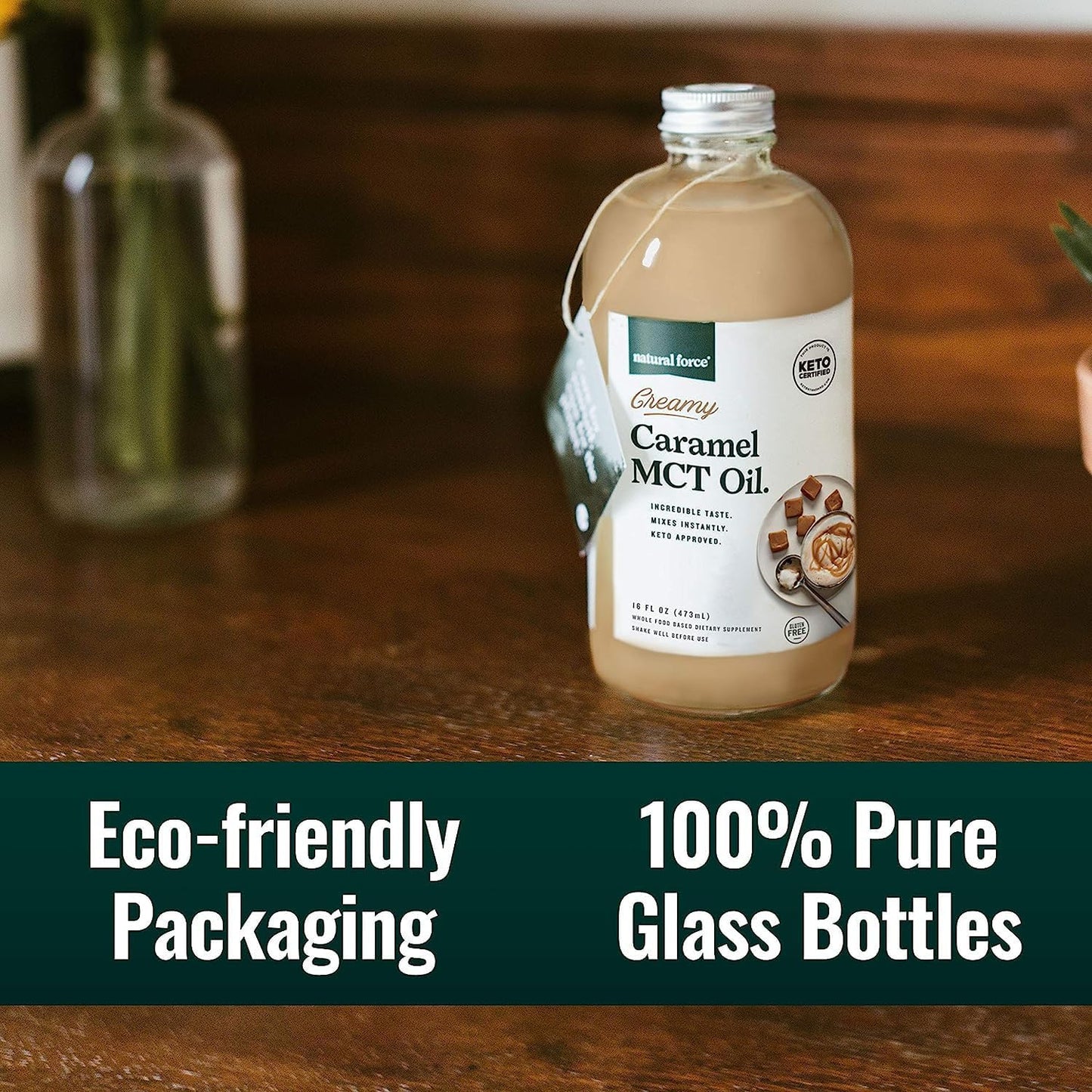 Creamy Caramel MCT Oil: Non-Dairy, Keto Certified, Emulsified MCTs for Low-Carb Drinks - 16 Oz Bottle