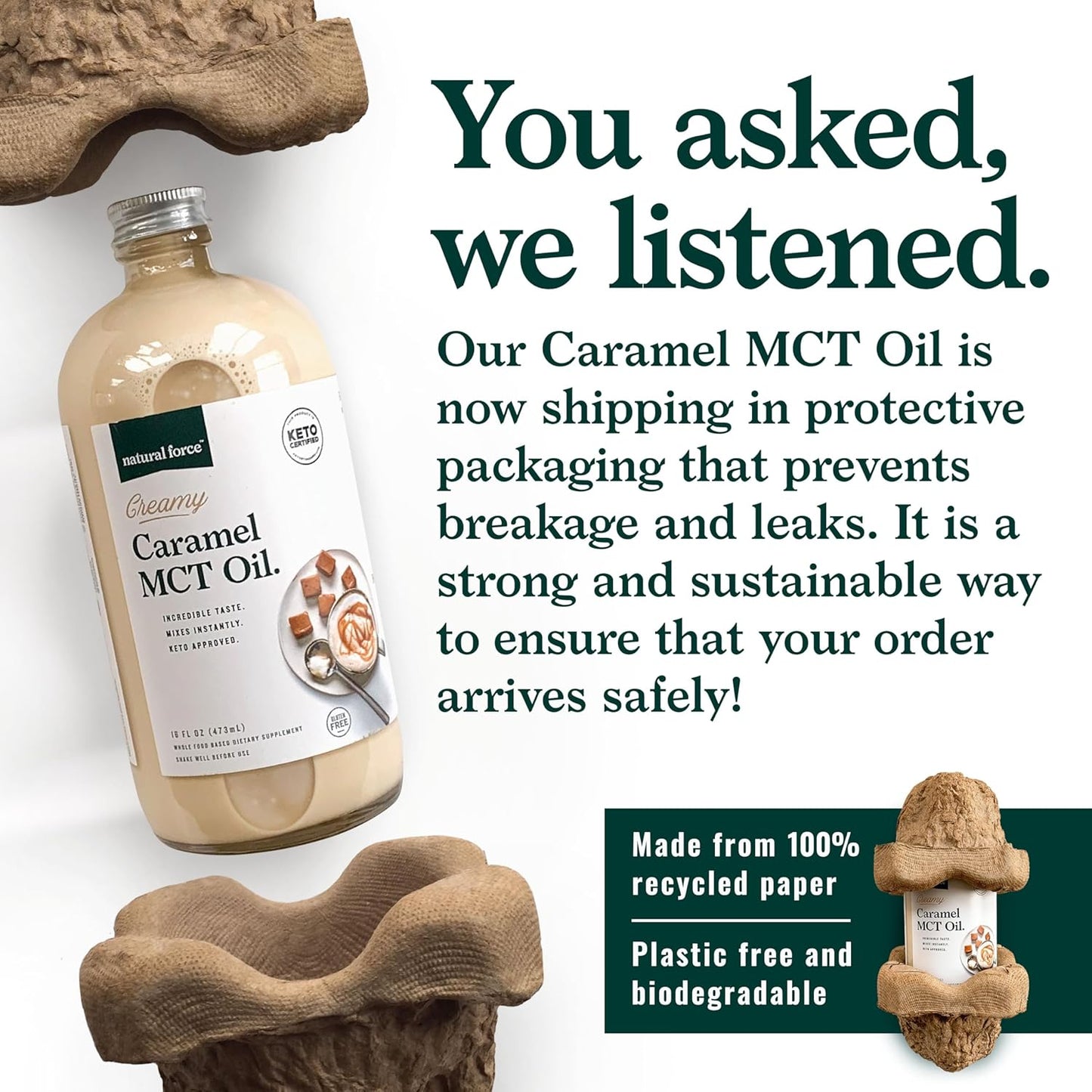 Creamy Caramel MCT Oil: Non-Dairy, Keto Certified, Emulsified MCTs for Low-Carb Drinks - 16 Oz Bottle
