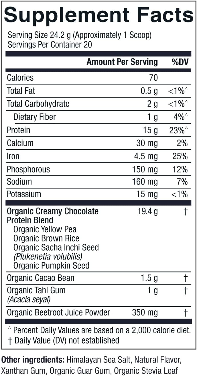 Creamy Chocolate Pea Protein Powder - Plant-Based Vegan Blend | Keto-Friendly & Gluten-Free - 40 Servings