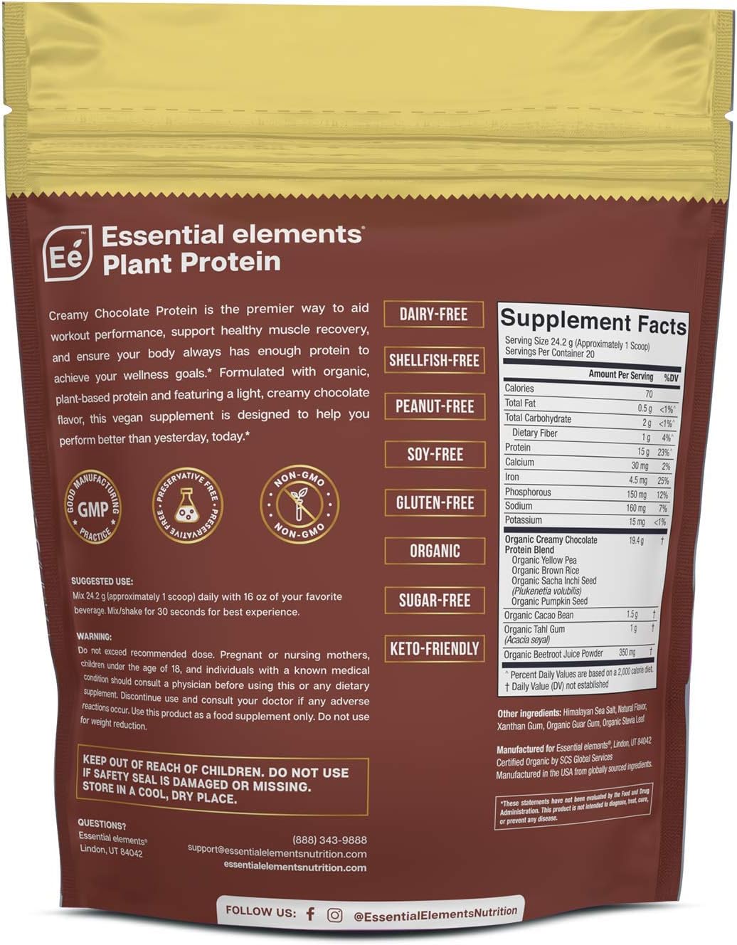 Creamy Chocolate Pea Protein Powder - Plant-Based Vegan Blend | Keto-Friendly & Gluten-Free - 40 Servings