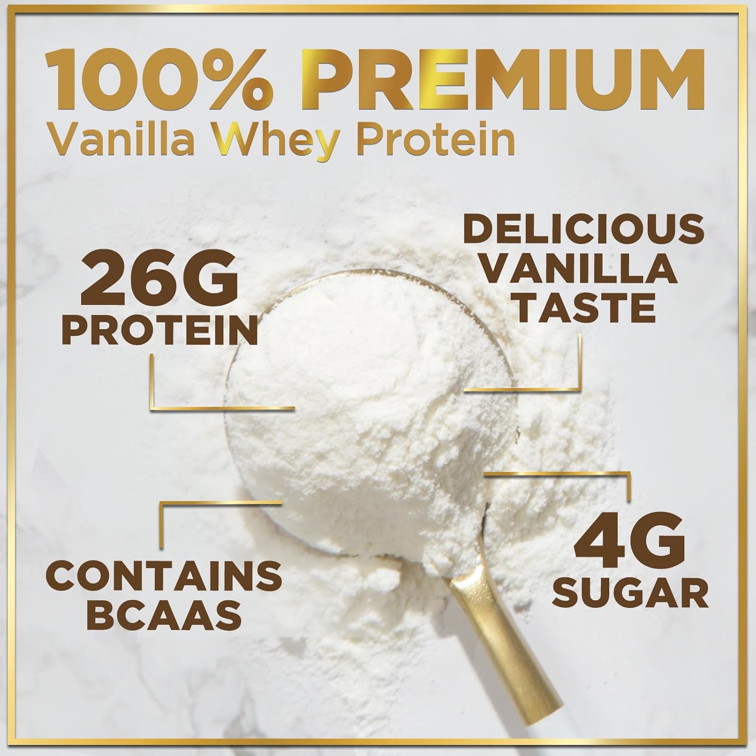 Creamy Vanilla Whey Isolate Protein Powder - 26g Protein & BCAAs for Muscle Growth & Recovery - Gluten Free - Fast Absorbing - 24 Servings