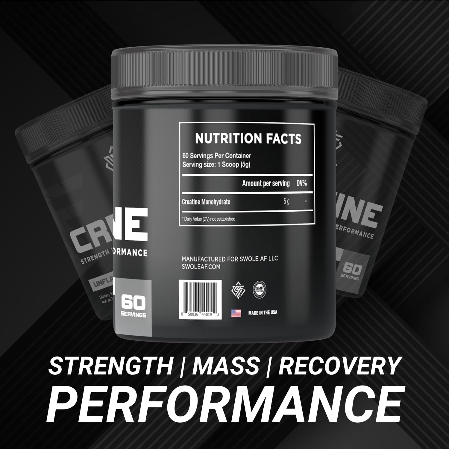 CREATINE Mono Supplement for Muscle Gain, Endurance, and Recovery - Pre & Post Workout for Strength and Power Boost
