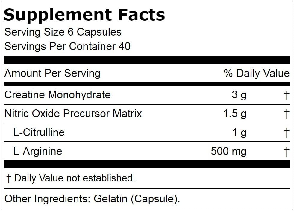 Creatine Pump Capsules with L-Citrulline, L-Arginine, and Creapure - 240 Count