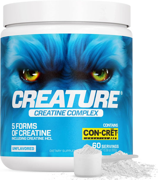 CREATURE® Creatine Complex Powder - 5 Types of Creatine Including Con-Crēt® HCL for Muscle, Strength, Endurance, Brain Health - 300g - BoostGo Australia