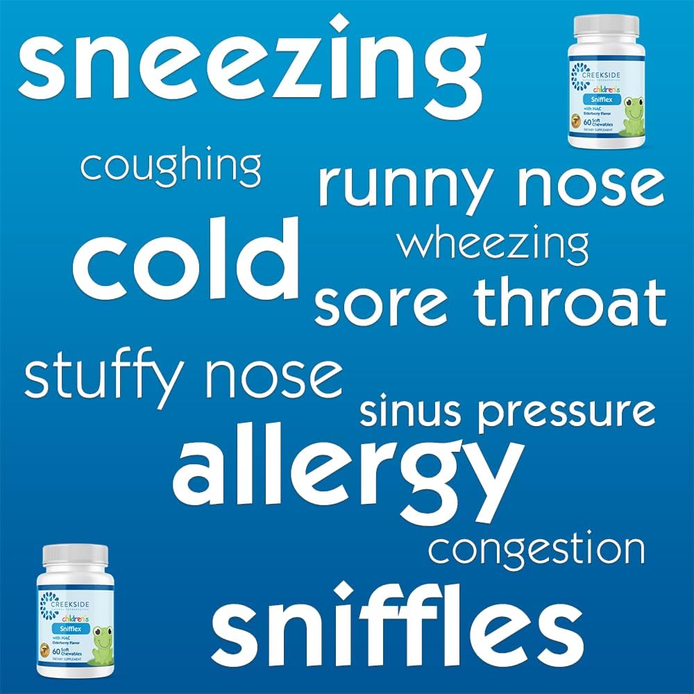 Creekside Naturals Snifflex: Children's Cold & Allergy Relief, Elderberry Immune Support, Pediatrician Formulated, Vegan Soft Chews