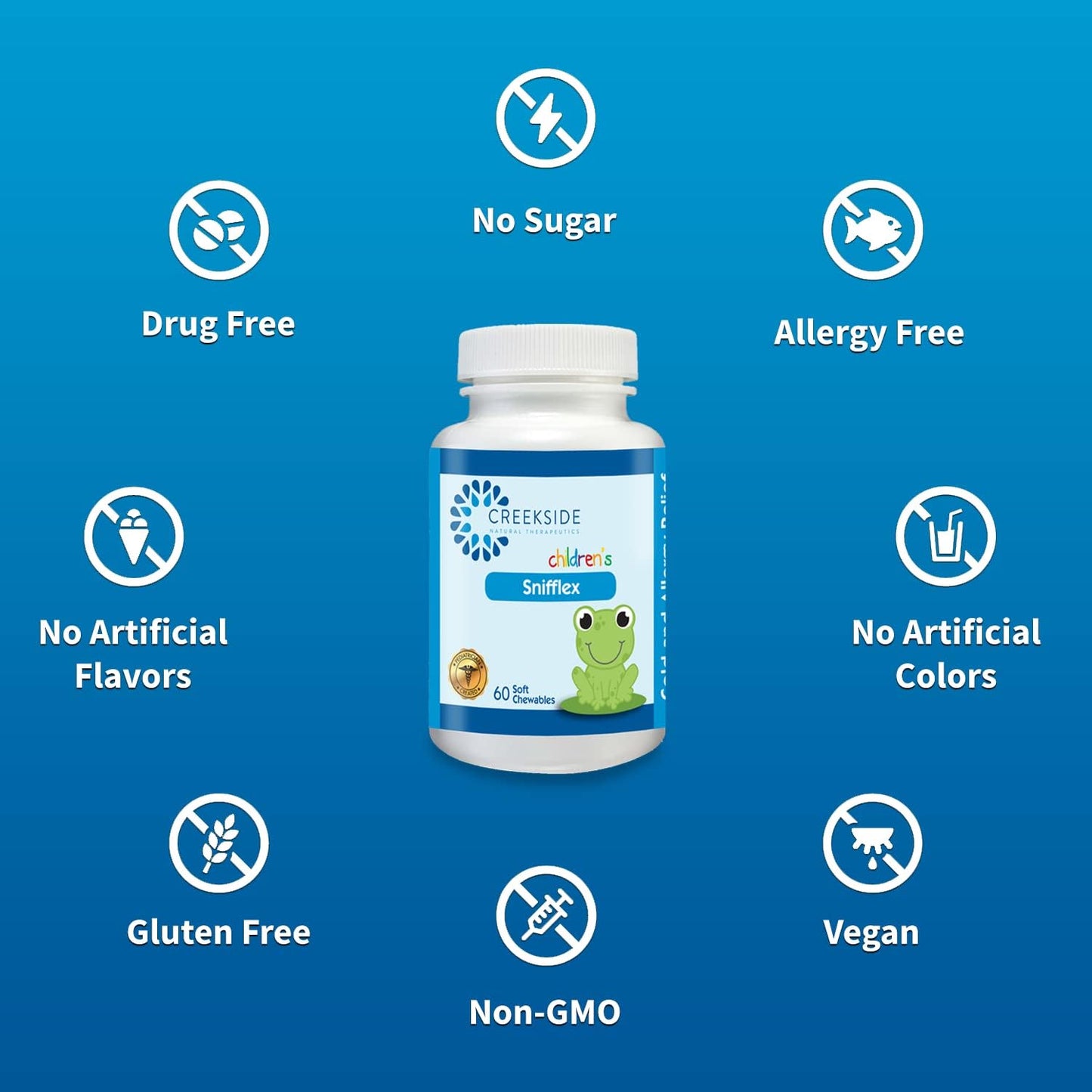 Creekside Naturals Snifflex: Children's Cold & Allergy Relief, Elderberry Immune Support, Pediatrician Formulated, Vegan Soft Chews