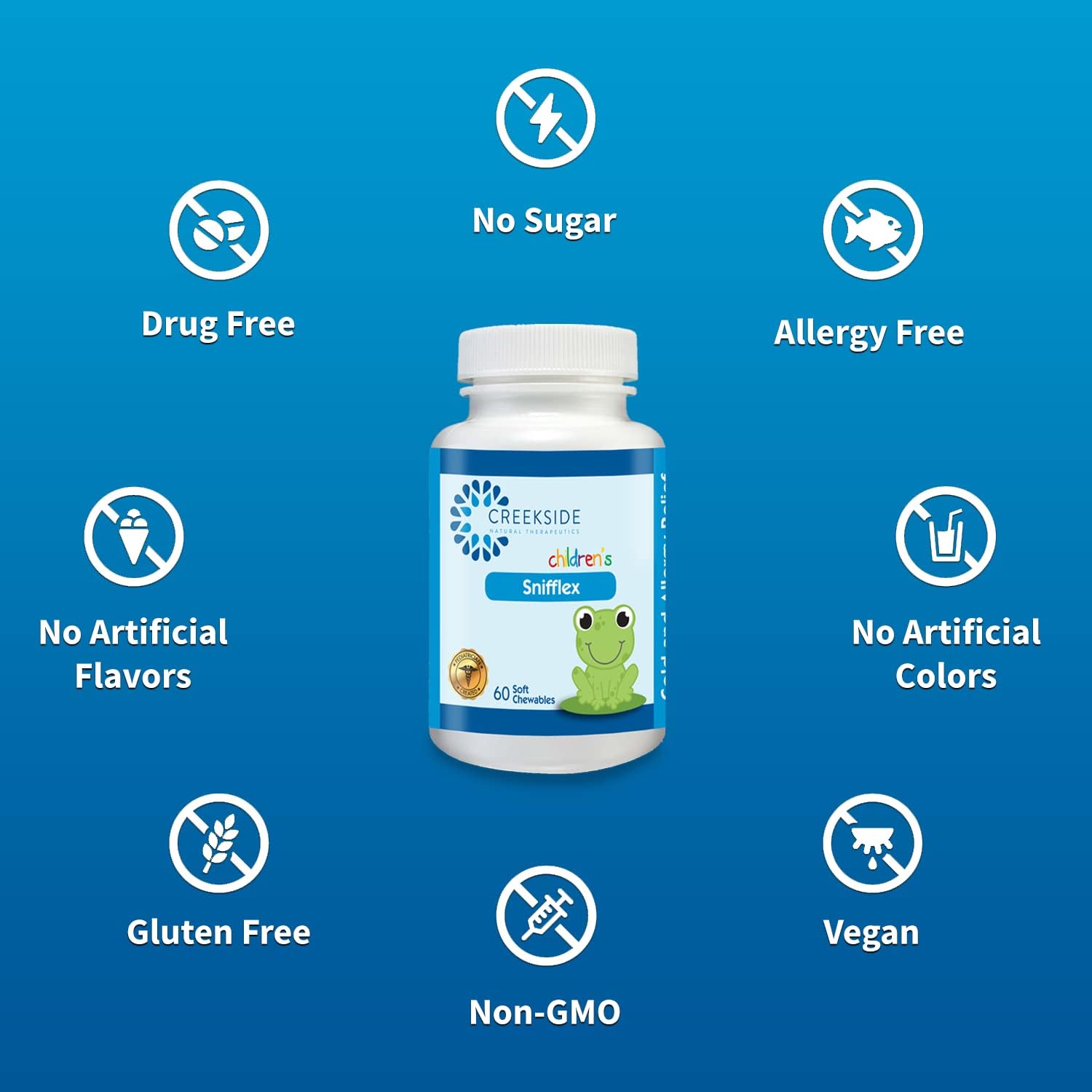 Creekside Naturals Snifflex: Children's Cold & Allergy Relief, Elderberry Immune Support, Pediatrician Formulated, Vegan Soft Chews