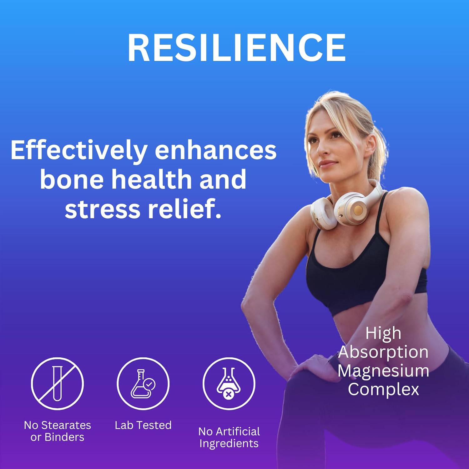 Crown Elite Premium Magnesium Supplement - Triple Complex for Immune, Muscle, Nerve Function | High Absorption | Non-GMO, Vegan | 500mg, 2 Month Supply