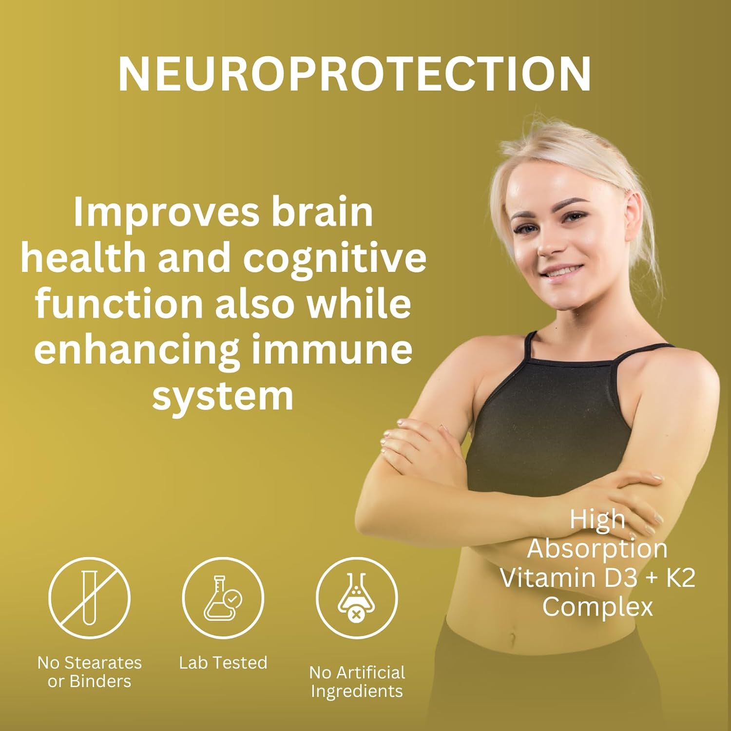Crown Elite Premium Vitamin D3 & K2 Supplement 5000 IU & 100 mcg | Heart & Immune Support Vegan Capsules | Non-GMO, Organic