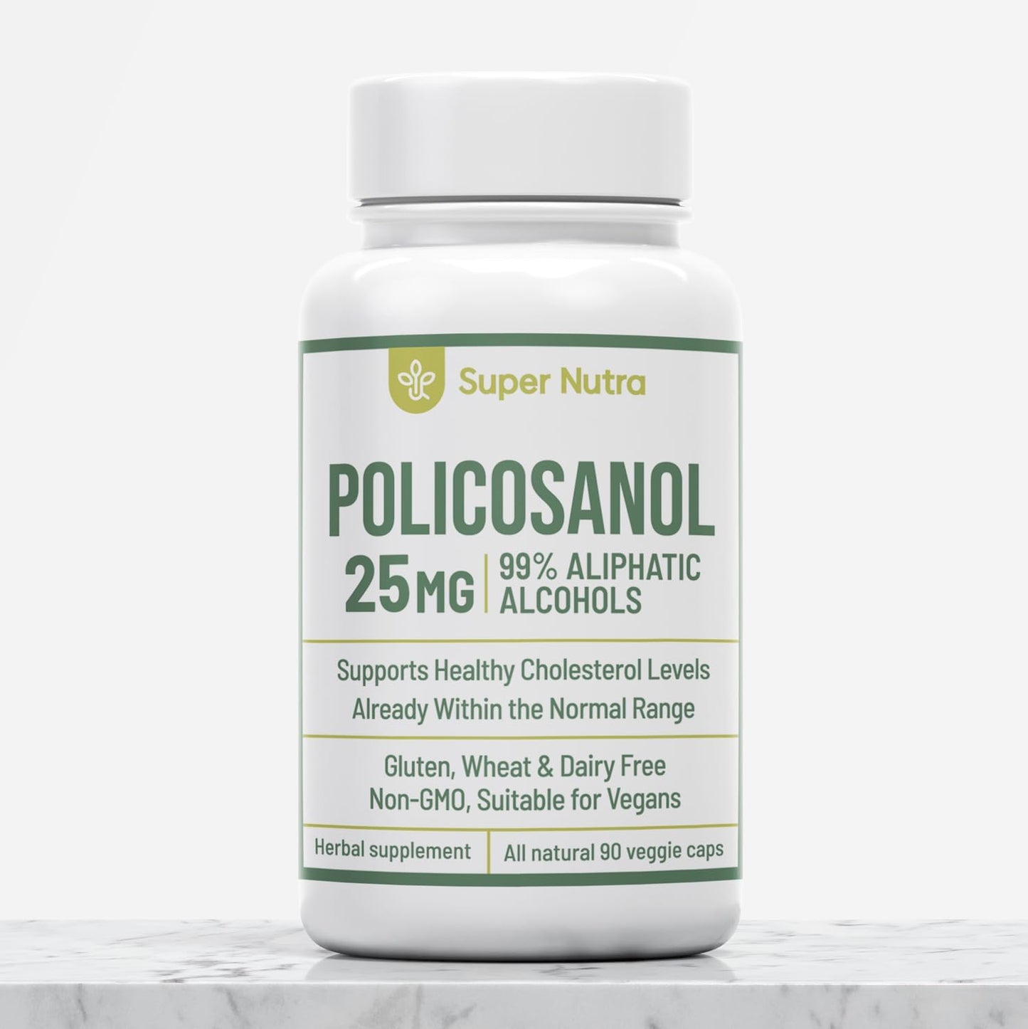 Cuban Sugar Cane Policosanol 25mg Veg Capsules for Health & Immunity - 90 Count Supply