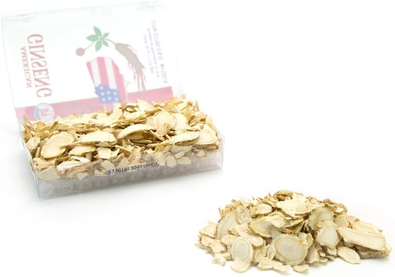 Cultivated American Ginseng Slices from Marathon County, Wisconsin | Hsu's Ginseng | Mixed Large-Medium | 4oz Box | SKU 0126-4