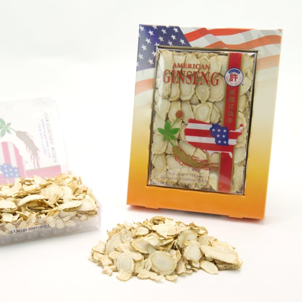 Cultivated American Ginseng Slices from Marathon County, Wisconsin | Hsu's Ginseng | Mixed Large-Medium | 4oz Box | SKU 0126-4