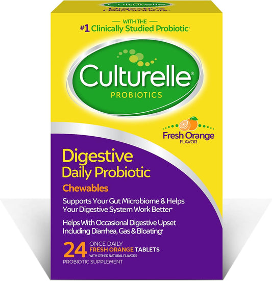 Culturelle Digestive Health Probiotic Chewables, Clinically Studied Strain, 10 Billion CFUs, Supports Digestive Issues, 24 Count
