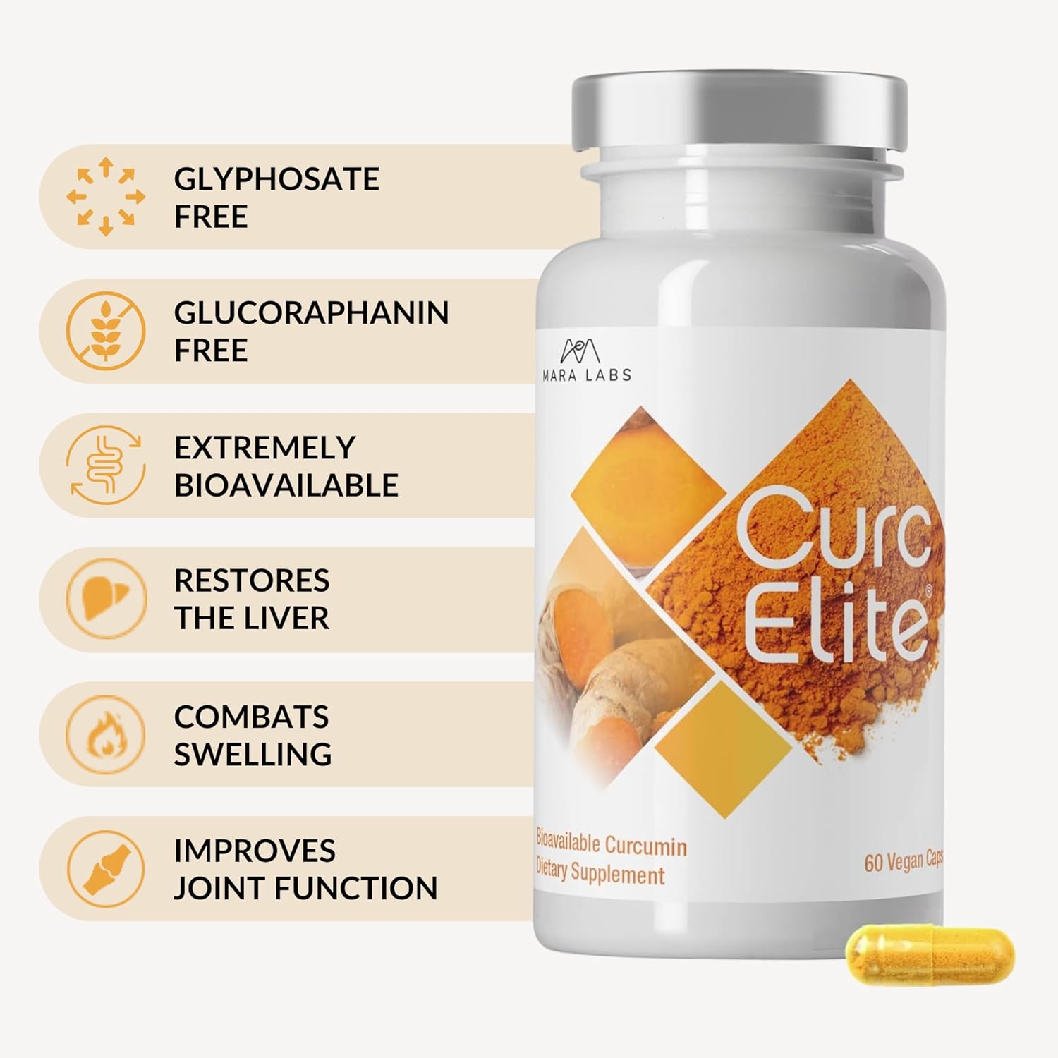 CurcElite Turmeric Extract Capsules - 95% Curcuminoids, Vegan, Non-GMO - 30 Servings