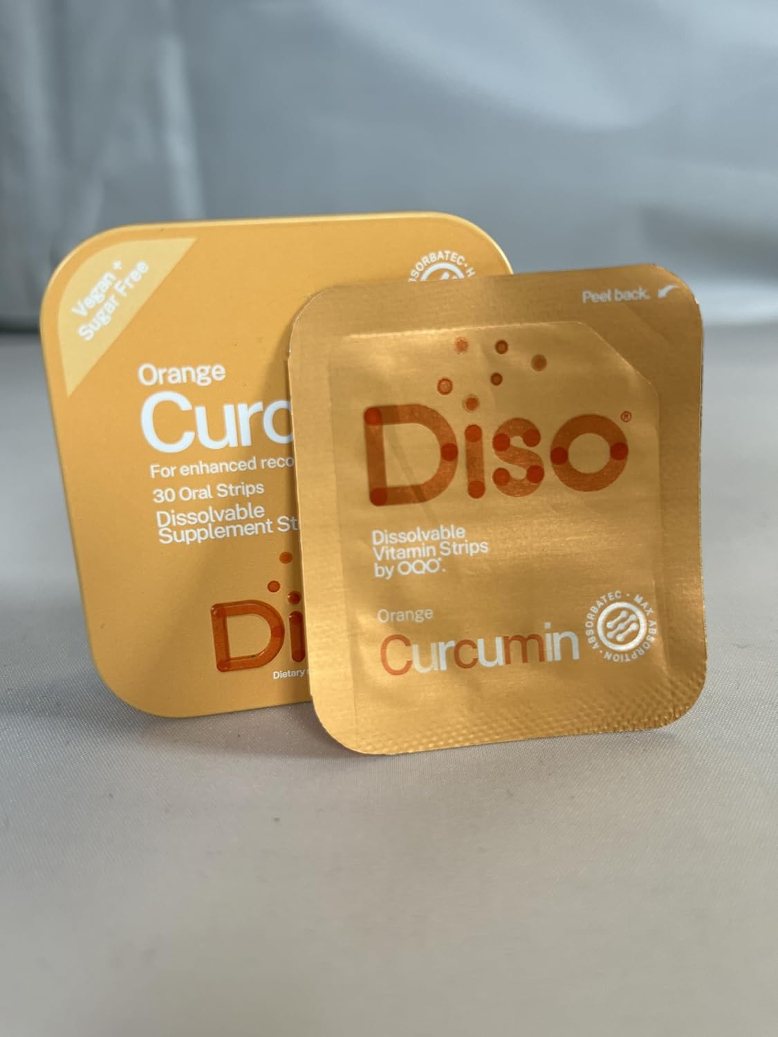 Curcumin Oral Supplement Strips - Orange Flavor, Vegan & Sugar Free - Dissolvable Strips for Maximum Absorption - 30 Count