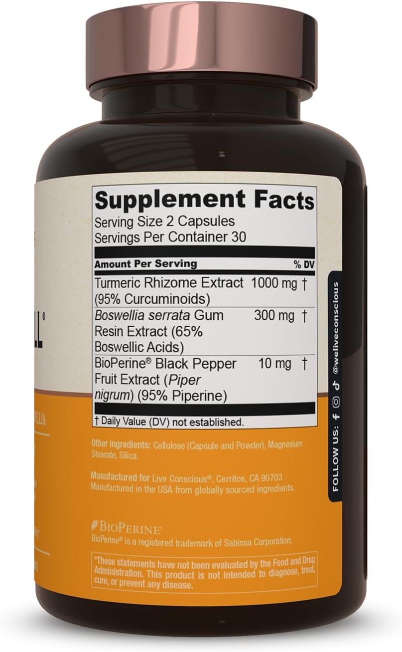 CurcuWell Live Conscious Joint Support Bundle - Curcumin & Boswellia Blend for Maximum Strength - 120 Day Supply