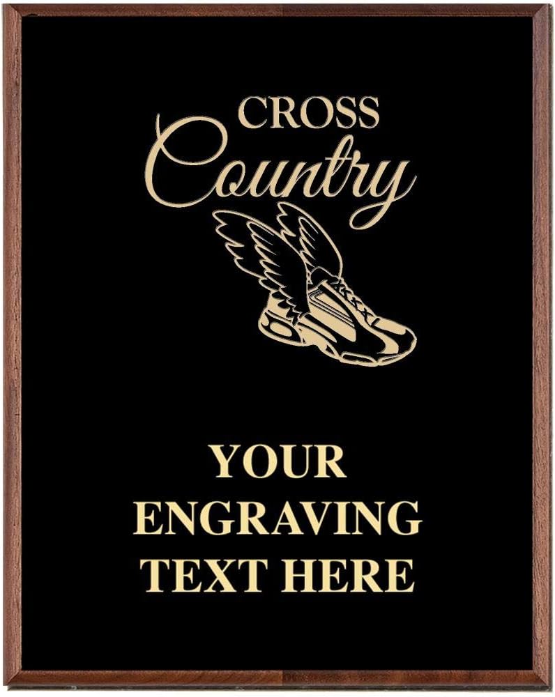 Custom Engraved Cross Country Trophy Plaque - Personalized Running Team Award