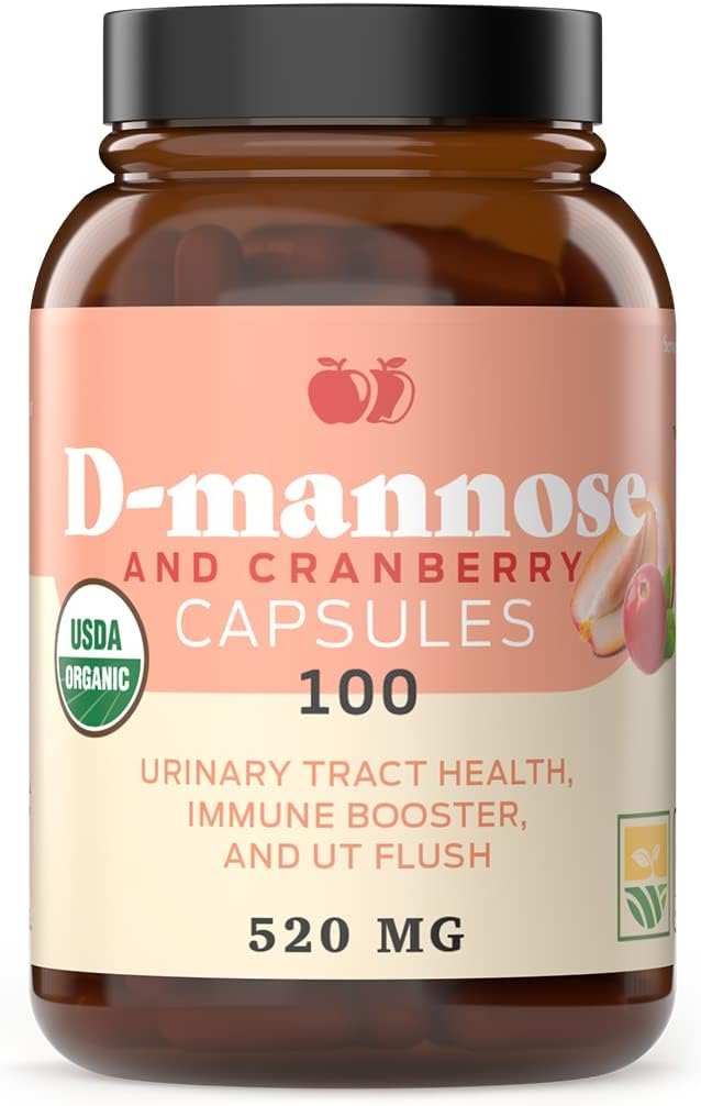 D-Mannose & Cranberry Capsules - 100 Capsules, 1040mg for Urinary Tract Health & UT Flush