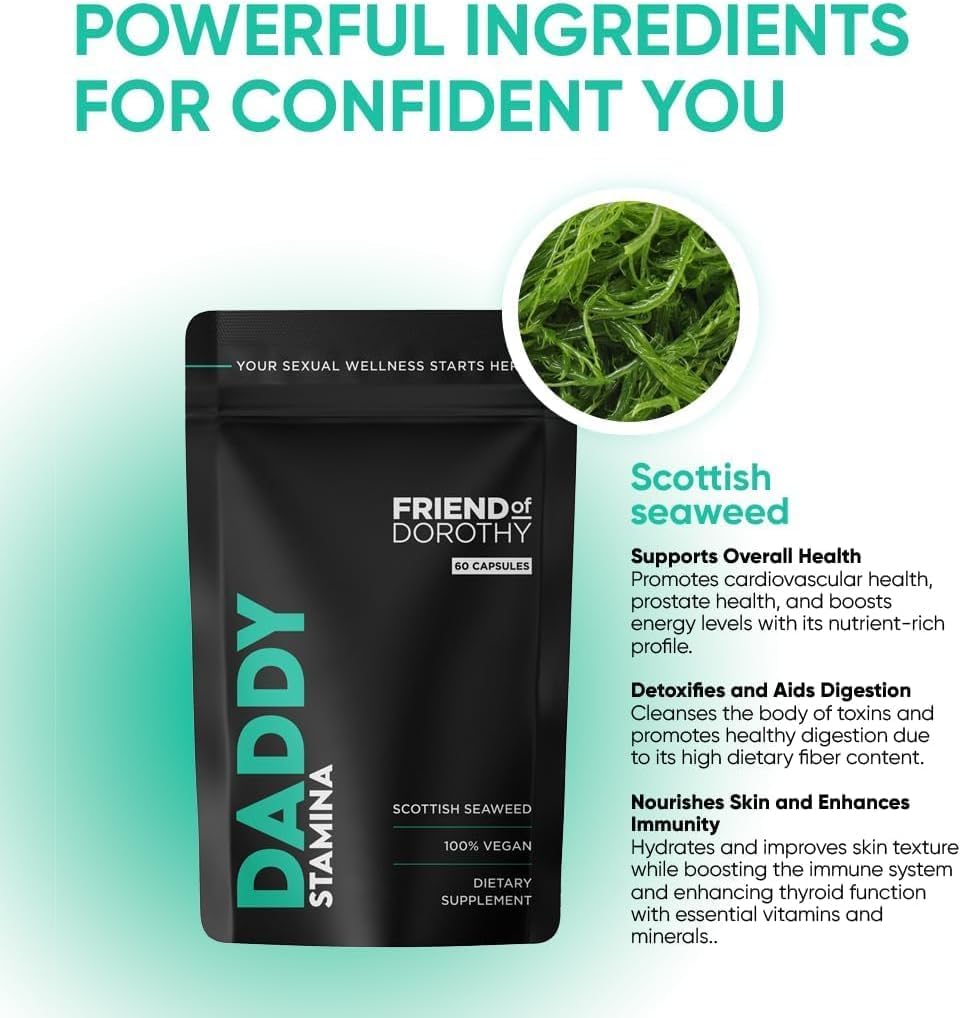 Daddy Stamina Sea Moss Capsules - Pure Seaweed Supplement for Energy, Skin Health & Anti-Aging in Men